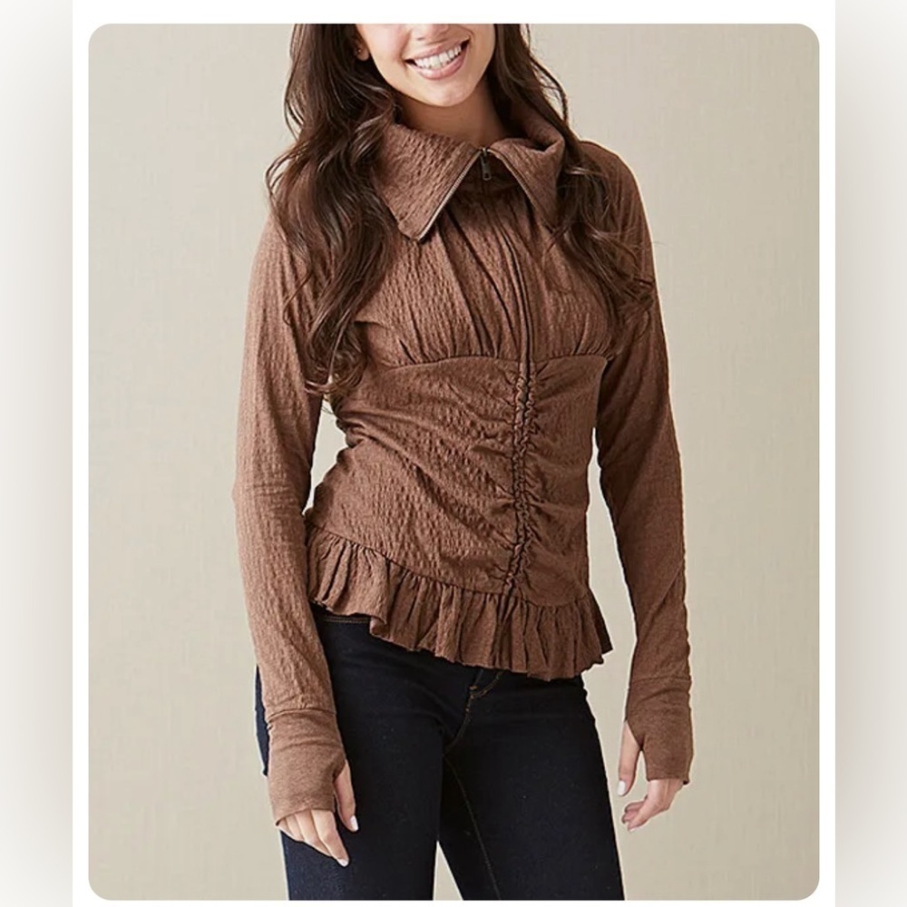 Matilda Jane Paint by Numbers Women's Stealth Jacket Brown Size SMALL